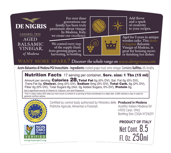 De Nigris Balsamic Vinegar of Modena  55% Must 250ml