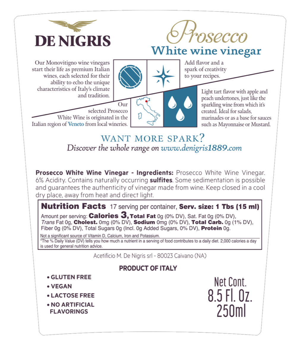 WHITE WINE VINEGAR PROSECCO - 250ml -